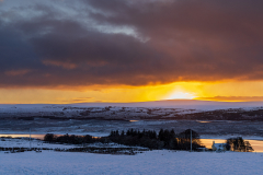 Fiery Winter sunset over Loch Shin