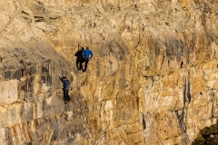 Rock climbers on the cliffs at Dancing Ledge, Purbeck