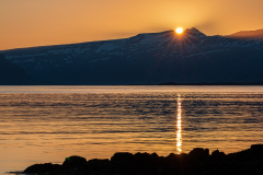 Midnight sun, Djupivogur harbour
