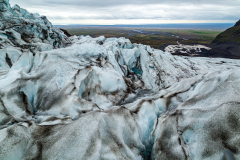 View towards the coast from the icefall, Falljökull