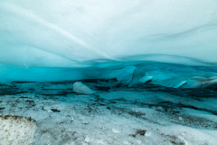 Inside a wide ice cave on Falljökull glacier
