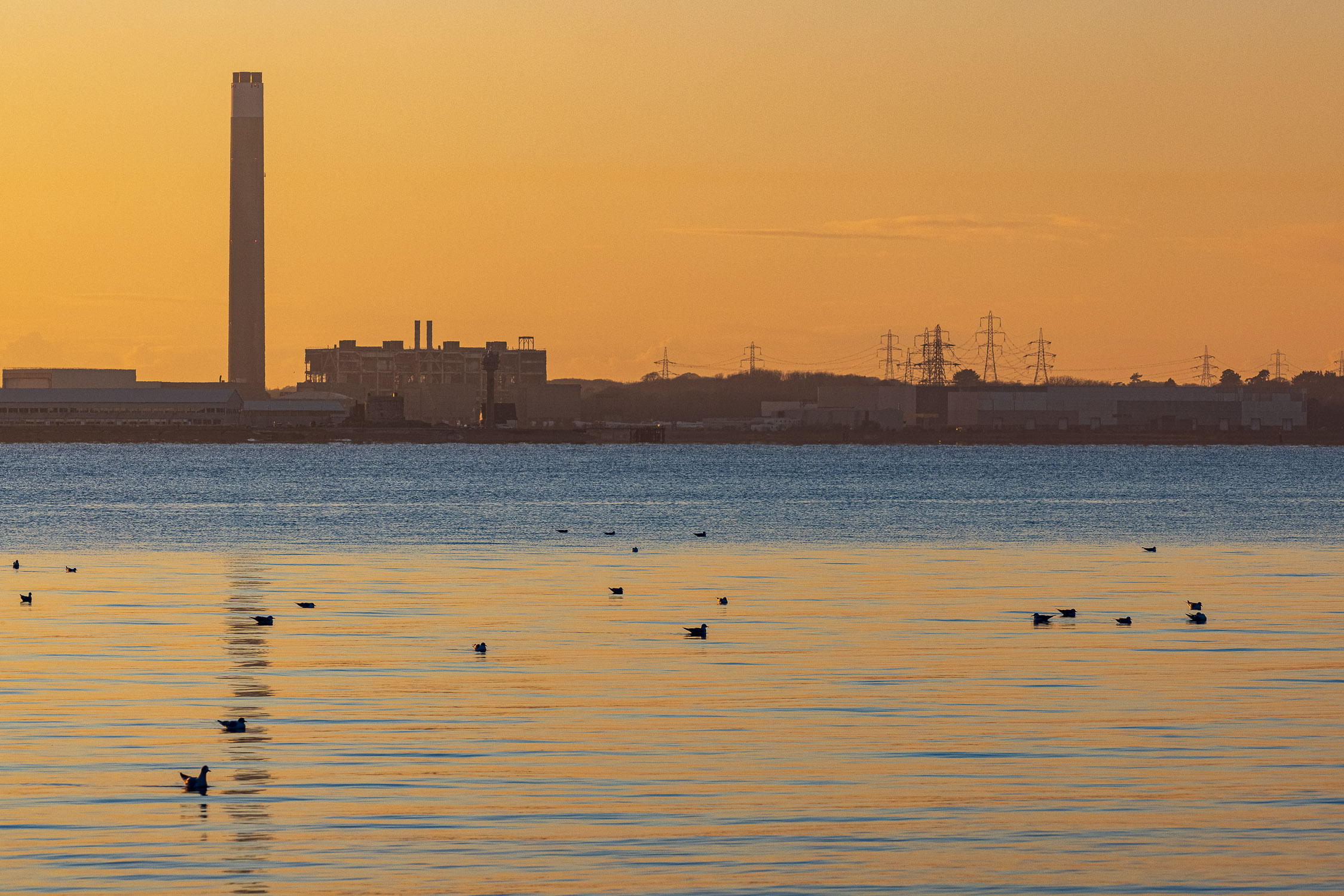 Old Fawley Power Station at sunset
