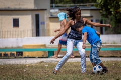 Playing football