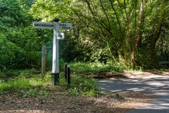 Directions sign in woodlands near High Rocks, Tunbridge Wells