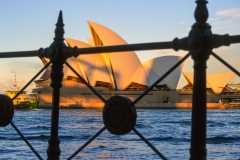 Opera House through the railings at Circular Quay