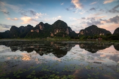 Dusk over the Tam Coc landscape, Ninh Binh Province