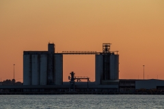 Sunset behind the Eastern Docks, Southampton