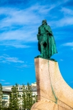 Leifur Eiriksson statue against a blue sky