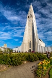 Flowers in front of Hallgrimskirkja