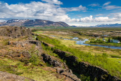 View across Þingvellir National Park from Almannagjá