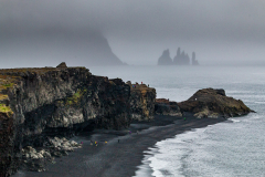 Reynisfjara and Reynisdrangar lost in the gloom, South Iceland
