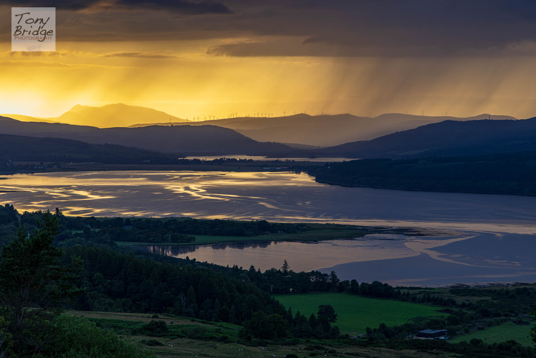 Stormy sunset over the Kyle of Sutherland from Struie Hill.